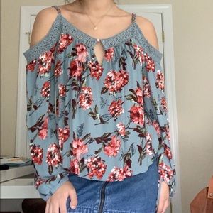 Abercrombie and Fitch Cold Shoulder Flower Shirt